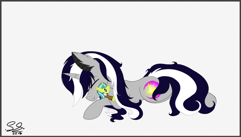 Size: 1113x631 | Tagged: safe, artist:astarlitstudios, derpibooru import, oc, oc:free speech, oc:starlit nightcast, pony, unicorn, cute, happy, plushie, shipping, snuggling