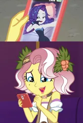 Size: 720x1074 | Tagged: safe, derpibooru import, edit, edited screencap, screencap, rarity, vignette valencia, equestria girls, equestria girls series, inclement leather, rollercoaster of friendship, the other side, spoiler:choose your own ending (season 2), spoiler:eqg series (season 2), crack shipping, female, inclement leather: vignette valencia, lesbian, shipping