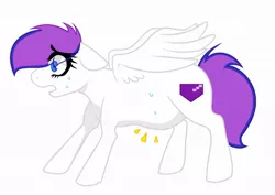 Size: 1024x724 | Tagged: safe, artist:xxzebra-printxx, derpibooru import, oc, oc:amethyst, pegasus, pony, base used, contractions, eye clipping through hair, female, labor, mare, pregnant, raised wings, shocked expression, sweat