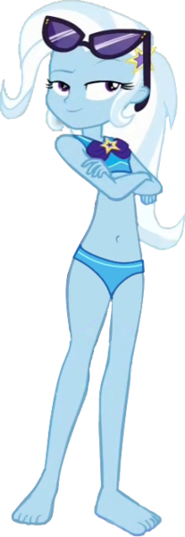 Size: 242x700 | Tagged: safe, derpibooru import, edit, edited screencap, editor:grapefruitface, screencap, trixie, equestria girls, equestria girls series, forgotten friendship, spoiler:eqg series (season 2), barefoot, belly button, bikini, clothes, feet, missing accessory, not a vector, simple background, solo, swimsuit, transparent background