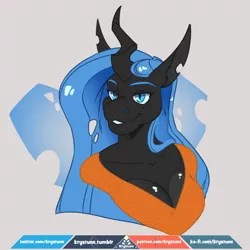 Size: 1080x1080 | Tagged: anthro, anthro oc, artist:krystune, blue changeling, bust, changeling, changeling queen, changeling queen oc, derpibooru import, female, oc, oc:nepenthe, safe, unofficial characters only