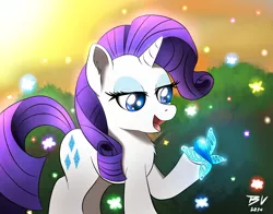 Size: 1880x1472 | Tagged: safe, artist:bluevisionpony, derpibooru import, rarity, butterfly, pony, bejeweled