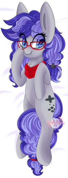 Size: 1667x4335 | Tagged: safe, artist:sakukitty, derpibooru import, oc, oc:cinnabyte, unofficial characters only, earth pony, pony, adorkable, bandana, body pillow, cute, dork, earth pony oc, glasses, shy