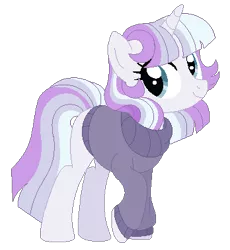 Size: 348x378 | Tagged: safe, artist:rosebuddity, derpibooru import, oc, unofficial characters only, pony, unicorn, base used, clothes, female, magical lesbian spawn, mare, offspring, parent:rarity, parent:twilight sparkle, parents:rarilight, simple background, solo, sweater, transparent background