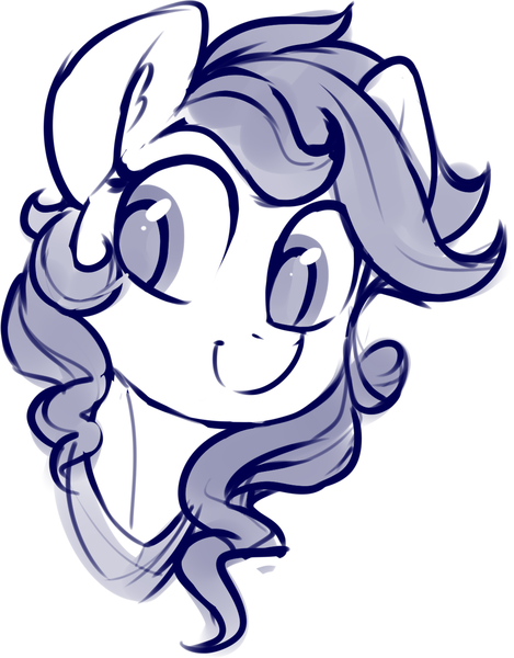 Size: 1064x1362 | Tagged: safe, artist:dimfann, derpibooru import, oc, pony, bust, female, mare, monochrome, portrait, simple background, sketch, smiling, solo, three quarter view, white background
