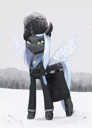 Size: 2345x3256 | Tagged: artist:mrscroup, blue changeling, changeling, changeling queen, changeling queen oc, cyrillic, derpibooru import, female, oc, russian, safe, smiling, snow, solo, unofficial characters only