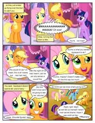 Size: 612x792 | Tagged: safe, artist:newbiespud, derpibooru import, edit, edited screencap, screencap, applejack, fluttershy, rainbow dash, twilight sparkle, earth pony, pegasus, pony, unicorn, comic:friendship is dragons, the last roundup, bag, carousel boutique, comic, desert, dialogue, eyes closed, female, freckles, frown, grin, hat, laughing, mare, rearing, sad, saddle bag, screencap comic, side hug, smiling, suspicious, unicorn twilight, worried