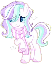 Size: 742x908 | Tagged: safe, artist:dreamybae, artist:kurosawakuro, derpibooru import, oc, unofficial characters only, pony, base used, blushing, clothes, female, hair over one eye, heart, mare, multicolored hair, offspring, one hoof raised, parent:double diamond, parent:starlight glimmer, parents:glimmerdiamond, scarf, solo