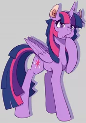Size: 749x1066 | Tagged: safe, artist:cckittycreative, derpibooru import, twilight sparkle, twilight sparkle (alicorn), alicorn, pony, cute, female, gray background, mare, open mouth, simple background, solo, twiabetes