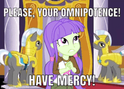 Size: 600x432 | Tagged: safe, derpibooru import, edit, edited screencap, screencap, starshine, equestria girls, equestria girls series, forgotten friendship, legend of everfree, animated, armor, background human, camp everfree outfits, canterlot castle, caption, duke onkled, human in equestria, jewelry, meme, necklace, pigtails, royal guard, scared, shaking in fear, the legend of zelda, zelda cdi