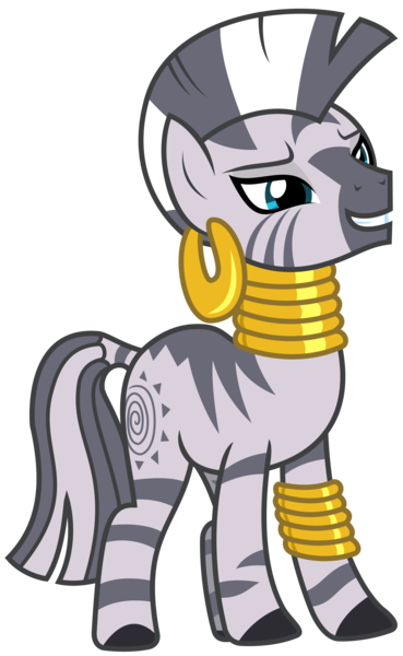 Size: 2075x3375 | Tagged: artist:sketchmcreations, bracelet, cute, derpibooru import, ear piercing, earring, female, jewelry, leg rings, mare, neck rings, piercing, safe, she talks to angel, simple background, smiling, solo, transparent background, vector, zebra, zecora, zecorable