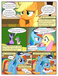 Size: 612x792 | Tagged: safe, artist:newbiespud, derpibooru import, edit, edited screencap, screencap, applejack, fluttershy, rainbow dash, spike, twilight sparkle, earth pony, pegasus, pony, unicorn, comic:friendship is dragons, hurricane fluttershy, baseball cap, book, cap, comic, dialogue, female, freckles, frown, hat, male, mare, notepad, sad, screencap comic, sitting, thinking, unicorn twilight, whistle, wide eyes