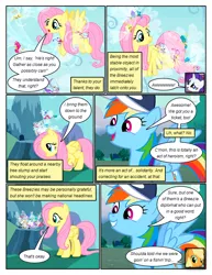 Size: 612x792 | Tagged: safe, artist:newbiespud, derpibooru import, edit, edited screencap, screencap, applejack, fluttershy, rainbow dash, rarity, breezie, earth pony, pegasus, pony, unicorn, comic:friendship is dragons, baseball cap, cap, comic, dialogue, female, flying, freckles, grin, hat, mare, mushroom hat, screencap comic, smiling