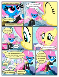 Size: 612x792 | Tagged: safe, artist:newbiespud, derpibooru import, edit, edited screencap, screencap, fluttershy, pinkie pie, seabreeze, breezie, earth pony, pegasus, pony, comic:friendship is dragons, it ain't easy being breezies, annoyed, bag, clothes, comic, dialogue, eyes closed, female, male, mare, raised hoof, saddle bag, screencap comic, smiling, suspicious, unamused