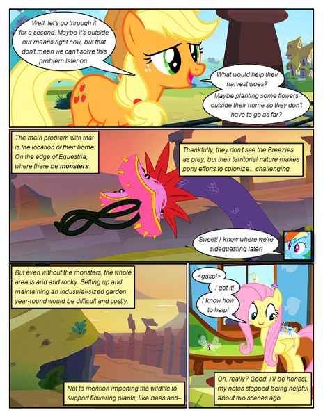 Size: 612x792 | Tagged: safe, artist:newbiespud, derpibooru import, edit, edited screencap, screencap, applejack, fluttershy, rainbow dash, seabreeze, breezie, earth pony, pegasus, pony, tatzlwurm, comic:friendship is dragons, comic, dialogue, female, freckles, hat, looking down, male, mare, riding, screencap comic, smiling, tentacles