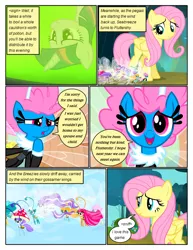 Size: 612x792 | Tagged: safe, artist:newbiespud, derpibooru import, edit, edited screencap, screencap, fluttershy, seabreeze, twilight sparkle, breezie, pegasus, pony, unicorn, comic:friendship is dragons, bag, cauldron, clothes, comic, dialogue, female, flying, hat, looking down, male, mare, mushroom hat, reflection, saddle bag, screencap comic, smiling, unicorn twilight