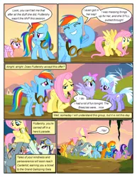 Size: 612x792 | Tagged: safe, artist:newbiespud, derpibooru import, edit, edited screencap, screencap, cloudchaser, dust devil, flitter, fluttershy, jetstream, rainbow dash, spike, spitfire, spring skies, twilight sparkle, warm front, dragon, pegasus, pony, unicorn, comic:friendship is dragons, hurricane fluttershy, background pony, bow, clothes, comic, covering ears, dialogue, female, goggles, hair bow, holding a pony, looking up, male, mare, screencap comic, smiling, unicorn twilight, uniform, walking, wonderbolts, wonderbolts uniform