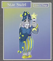 Size: 1688x1950 | Tagged: anthro, artist:brownie-bytes, black mage, clothes, crossover, derpibooru import, fantasy class, final fantasy, safe, solo, star swirl the bearded, unguligrade anthro, wand