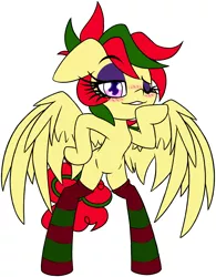 Size: 2012x2576 | Tagged: safe, artist:nekro-led, derpibooru import, oc, oc:attraction, unofficial characters only, pegasus, pony, bipedal, blowing a kiss, blushing, clothes, cute, femboy, leggings, male, socks, stallion, trap