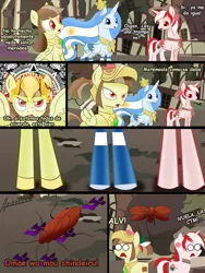 Size: 1500x2000 | Tagged: safe, artist:archooves, derpibooru import, oc, oc:princess argenta, oc:princess peruvia, oc:tailcoatl, ponified, alicorn, cockroach, insect, pegasus, pony, argentina, avengers: endgame, aztec, comic, jojo reference, mexico, nation ponies, parody, peru, pointy ponies, spanish, you are already dead