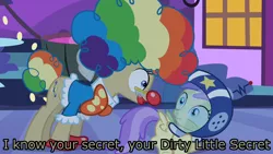 Size: 1280x720 | Tagged: alula, caption, clown, derpibooru import, edit, edited screencap, faic, image macro, it, it: chapter two, luna eclipsed, mayor mare, pennywise, pluto, safe, scared, screencap, scrunchy face, text