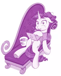 Size: 1035x1280 | Tagged: safe, artist:dstears, derpibooru import, rarity, pony, unicorn, clothes, comfort eating, computer, couch, cute, eating, female, floppy ears, food, ice cream, laptop computer, lying down, mare, monochrome, mouth hold, on back, raribetes, shirt, solo, t-shirt