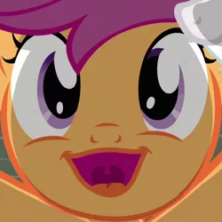 Size: 620x620 | Tagged: safe, derpibooru import, screencap, scootaloo, sweetie belle, pegasus, pony, unicorn, one bad apple, cropped, female, filly, offscreen character, open mouth, solo focus