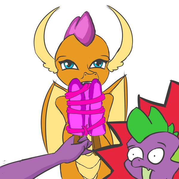 Size: 5000x5000 | Tagged: suggestive, artist:techgear, derpibooru import, smolder, spike, dragon, dragoness, female, food, long tongue, male, popsicle, shipping, spolder, straight, suggestive eating, tongue out