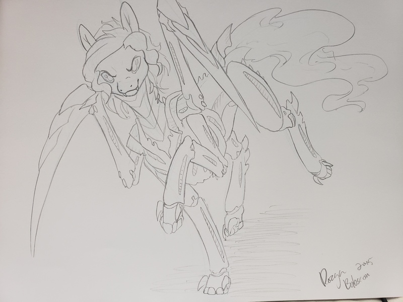 Size: 4032x3024 | Tagged: safe, artist:rozga, derpibooru import, oc, oc:temeraire, unofficial characters only, original species, pony, babscon, photo, solo, traditional art, tyranids, warhammer (game), warhammer 40k