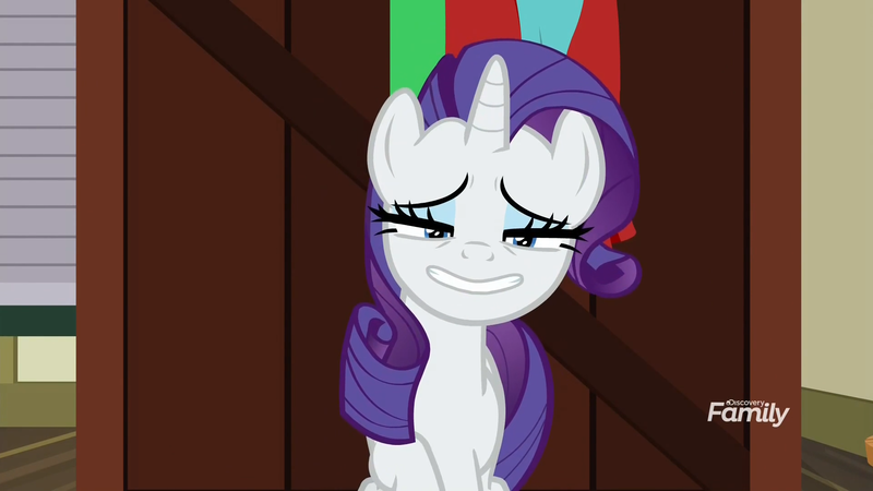 Size: 1920x1080 | Tagged: safe, derpibooru import, screencap, rarity, pony, unicorn, dragon dropped, discovery family logo, faic, female, mare, post office, smiling