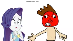 Size: 900x510 | Tagged: safe, artist:crazyjoez, derpibooru import, rarity, equestria girls, equestria girls series, 1000 hours in ms paint, abuse, angry face, background pony strikes again, bully, bullying, downvote bait, female, geode of shielding, magical geodes, male, nipples, nudity, raribuse, red face, shocked, simple background, wat, white background, why, wide eyes