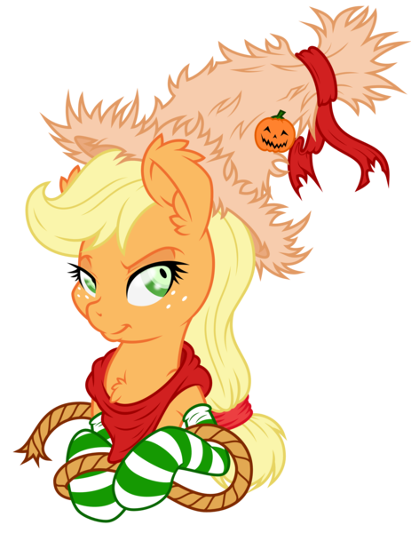 Size: 2489x3227 | Tagged: safe, artist:dfectivedvice, artist:glitchking123, derpibooru import, applejack, earth pony, pony, clothes, costume, female, halloween, halloween costume, holiday, mare, rope, simple background, socks, solo, striped socks, transparent background, vector