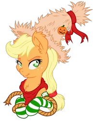 Size: 2489x3227 | Tagged: safe, artist:dfectivedvice, artist:glitchking123, derpibooru import, applejack, earth pony, pony, clothes, costume, female, halloween, halloween costume, holiday, mare, rope, simple background, socks, solo, striped socks, transparent background, vector