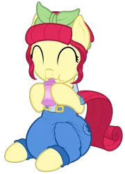 Size: 1150x1600 | Tagged: suggestive, artist:nitei, derpibooru import, torque wrench, pony, rainbow roadtrip, atorqueable, clothes, cup, cute, diaper, diaper fetish, drinking, eyes closed, female, fetish, mare, overalls, poofy diaper, simple background, sippy cup, solo, transparent background