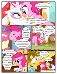 Size: 612x792 | Tagged: safe, artist:newbiespud, derpibooru import, edit, edited screencap, screencap, applejack, fluttershy, pinkie pie, rainbow dash, rarity, earth pony, pegasus, pony, unicorn, comic:friendship is dragons, angry, cake, comic, dialogue, eating, female, flying, food, freckles, hat, looking down, looking up, mare, open mouth, pointing, puffy cheeks, screencap comic, smiling, sugarcube corner, worried