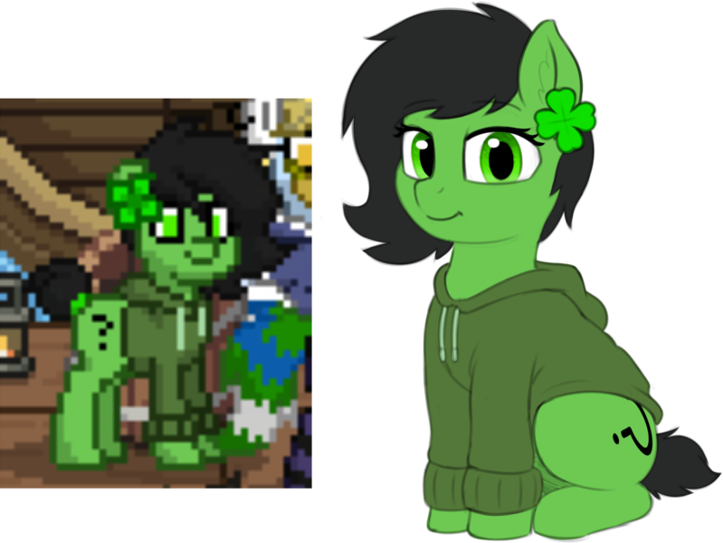 Size: 1573x1181 | Tagged: safe, artist:smoldix, derpibooru import, oc, oc:anonfilly, unofficial characters only, earth pony, pony, pony town, clothes, ear fluff, ear piercing, earring, female, filly, hoodie, image, jewelry, looking at you, piercing, pixel art, png, question mark, short tail, simple background, sitting, smiling, transparent background