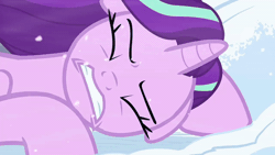 Size: 600x338 | Tagged: safe, derpibooru import, screencap, starlight glimmer, pony, unicorn, season 9, the ending of the end, spoiler:s09, animated, changeling slime, context is for the weak, defeated, dragging, eyes closed, female, gif, i've seen enough hentai to know where this is going, mare, open mouth, out of context, outdoors, snow, snowfall, solo, tentacles, unconscious, wind, windswept mane