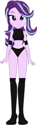 Size: 455x1524 | Tagged: safe, artist:invisibleink, artist:marcusvanngriffin, deleted from derpibooru, derpibooru import, edit, starlight glimmer, equestria girls, belly button, boots, clothes, commission, elbow pads, female, knee pads, looking at you, midriff, shoes, simple background, solo, sports, sports bra, sports panties, transparent background, vector, wrestler, wrestling