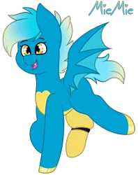 Size: 1526x1925 | Tagged: safe, artist:midnightamber, derpibooru import, oc, oc:miemie, unofficial characters only, bat pony, pony, amputee, bat pony oc, bat wings, chest marking, female, gradient eyes, gradient mane, gradient tail, happy, legs in air, legs raised, mare, open mouth, prosthetic leg, prosthetic limb, prosthetics, simple background, solo, spread wings, transparent background, wings