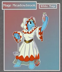 Size: 1688x1950 | Tagged: anthro, artist:brownie-bytes, cloak, clothes, crossover, derpibooru import, elixir, fantasy class, final fantasy, meadowbrook, safe, solo, unguligrade anthro, white mage