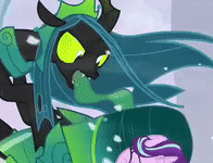 Size: 196x150 | Tagged: animated, changeling, changeling queen, cocoon, cropped, derpibooru import, duo, female, gif, queen chrysalis, safe, screencap, season 9, spoiler:s09, starlight glimmer, the ending of the end, ultimate chrysalis, wrapped up, wrapping, you spin me right round