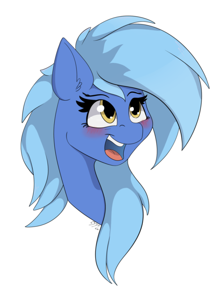 Size: 2141x2831 | Tagged: safe, artist:miaowwww, derpibooru import, oc, oc:wind shear, unofficial characters only, pony, blushing, bust, female, mare, open mouth, simple background, smiling, solo, transparent background