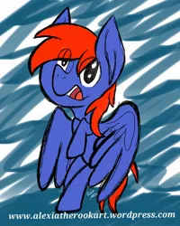 Size: 1638x2048 | Tagged: safe, artist:alexiatherook, derpibooru import, oc, oc:blu jay, unofficial characters only, pegasus, pony, flying, pegasus oc, raffle prize, solo, wings