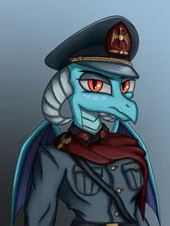 Size: 2400x3200 | Tagged: artist:sinniepony, clothes, derpibooru import, dragon, dragoness, female, military, military uniform, princess ember, safe, solo, uniform