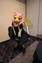 Size: 1365x2048 | Tagged: safe, artist:bramble bunny, derpibooru import, photographer:bramblebunnyaz, fluttershy, bat pony, human, bat ponified, clothes, cosplay, costume, cute, dress, flutterbat, irl, irl human, kigurumi, looking at you, photo, race swap