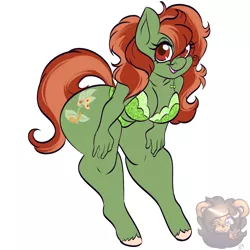 Size: 1500x1500 | Tagged: suggestive, artist:msprismatic, derpibooru import, oc, oc:withania nightshade, unofficial characters only, anthro, earth pony, unguligrade anthro, bent over, big breasts, bra, breasts, clothes, female, flower pattern underwear, green underwear, looking at you, panties, simple background, solo, solo female, thighs, thunder thighs, underwear, white background