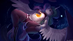 Size: 1920x1080 | Tagged: suggestive, artist:discordthege, derpibooru import, princess celestia, princess luna, alicorn, anthro, unguligrade anthro, absolute cleavage, bra, breasts, cleavage, clothes, earth, female, giantess, giantlestia, goddess, hug, image, lingerie, looking at someone, macro, panties, png, pony bigger than a planet, pony bigger than a star, red underwear, smiling, socks, solo focus, space, stockings, sun, tangible heavenly object, thigh highs, underboob, underwear, wallpaper, wallpaper for the fearless