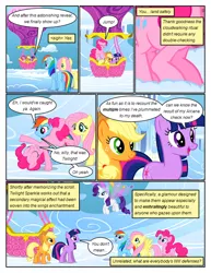 Size: 612x792 | Tagged: safe, artist:newbiespud, derpibooru import, edit, edited screencap, screencap, applejack, fluttershy, pinkie pie, rainbow dash, rarity, twilight sparkle, earth pony, pegasus, pony, unicorn, comic:friendship is dragons, artificial wings, augmented, cartwheel, cloud, comic, dialogue, eyes closed, female, flying, freckles, hat, hot air balloon, looking up, magic, magic wings, mane six, mare, raised hoof, screencap comic, smiling, unicorn twilight, wings