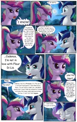 Size: 1950x3102 | Tagged: safe, artist:greenbrothersart, derpibooru import, princess cadance, shining armor, alicorn, pony, unicorn, comic:love is magic, comic, crying, eye contact, female, floppy ears, full moon, looking at each other, male, mare in the moon, moon, night, teen princess cadance, teenager