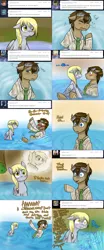 Size: 1562x3758 | Tagged: safe, artist:jitterbugjive, derpibooru import, derpy hooves, doctor whooves, time turner, pony, lovestruck derpy, clothes, shirt, theenamoredclockmaker, water